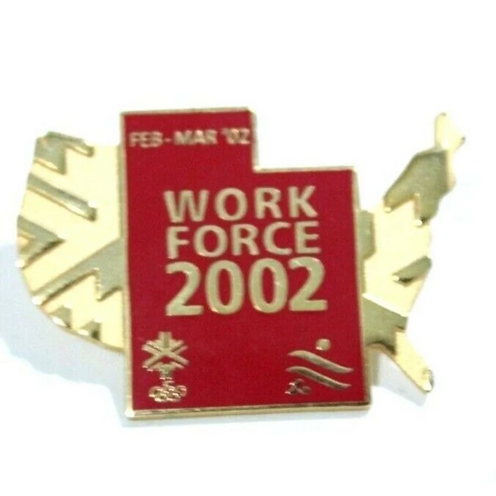2002 Salt Lake City Olympic Work Force Training Lapel Hat Pin New